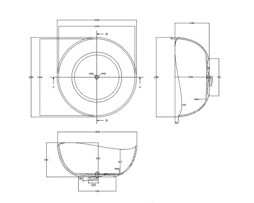 Ванна из полиэфирной смолы Abber Kristall 150х150 AT9705Koralle Розовая без гидромассажа