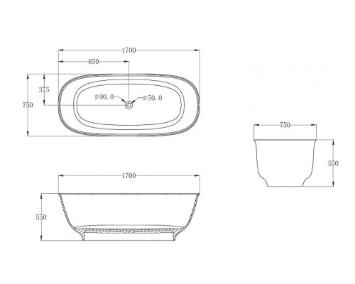 Ванна из полиэфирной смолы Abber Kristall 170х75 AT9707Aquamarin Бирюзовая без гидромассажа