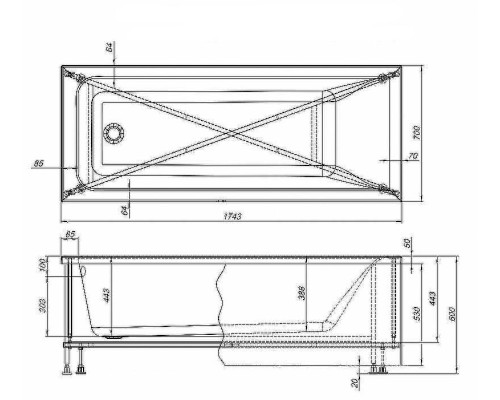 Акриловая ванна Aquanet Alessa 175х70 332916 без гидромассажа Акриловая ванна Aquanet Alessa 175х70 332916 без гидромассажа