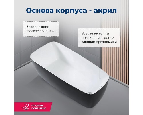 Акриловая ванна Aquanet Family Trend 90778-MW-MB 170x78 293087 цвет Черный матовый Белый