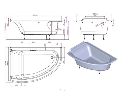 Ванна из искусственного камня Astra Form Анастасия 182х125 01010063 цвет Белый