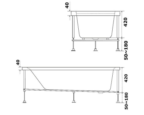 Акриловая ванна Bas Аякс 150x75 В 00128 без гидромассажа