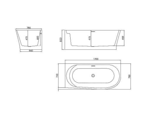 Акриловая ванна BelBagno 170x78 L BB410-1700-780-L без гидромассажа