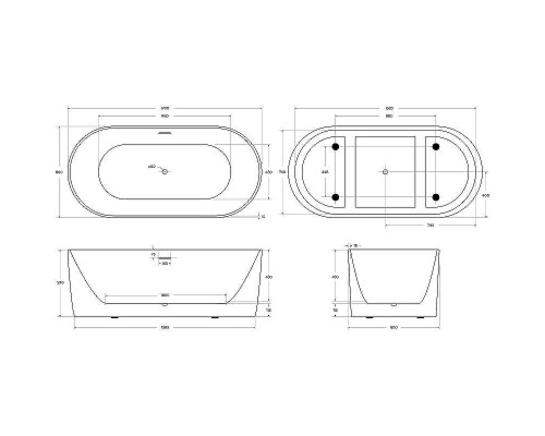 Акриловая ванна BelBagno 170x80 BB411-1700-800-MATT без гидромассажа