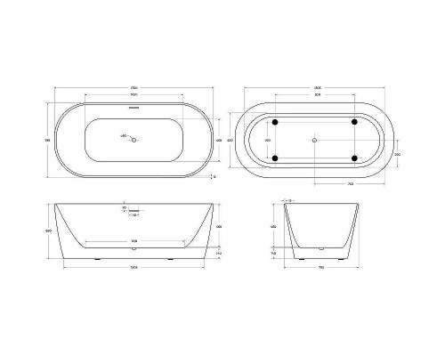 Акриловая ванна BelBagno 170x80 BB415-1700-800 без гидромассажа