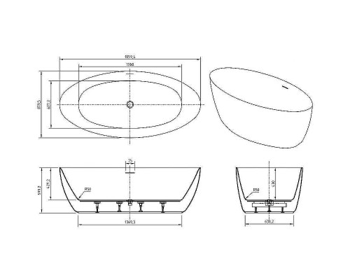 Акриловая ванна BelBagno 186x88 BB707-1860-880 без гидромассажа