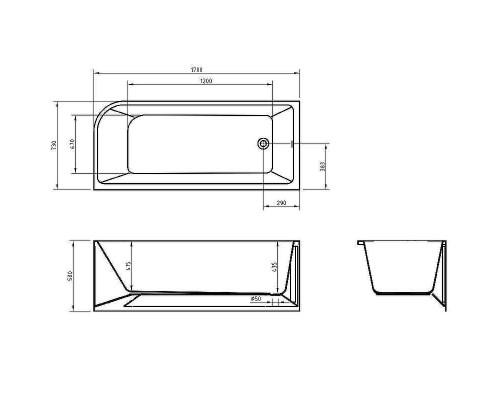 Акриловая ванна BelBagno 170x73 L BB712-1700-730-L без гидромассажа