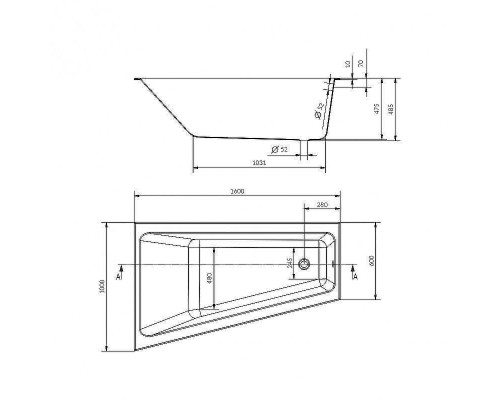 Акриловая ванна Cersanit Crea 160x100 L P-WA-CREA*160-LNL без гидромассажа