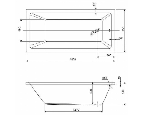 Акриловая ванна Cezares Plane Solo 180x80 PLANE SOLO-180-80-49-W37 без гидромассажа