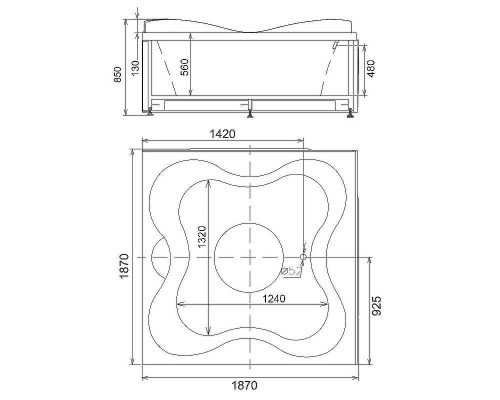 Акриловая ванна Gemy 187х187 G9089 O L с гидромассажем