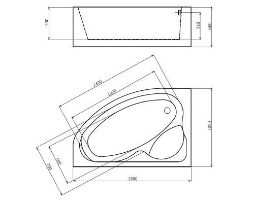 Акриловая ванна Gemy Gemy 150x100 G9009 B L С гидромассажем