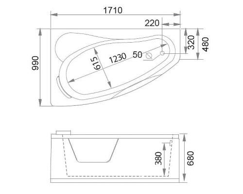 Акриловая ванна Gemy Gemy 171x99 G9046 II B L С гидромассажем