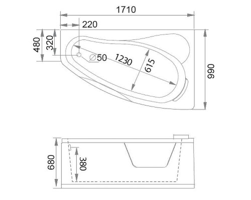 Акриловая ванна Gemy Gemy 171x99 G9046 II O R С гидромассажем