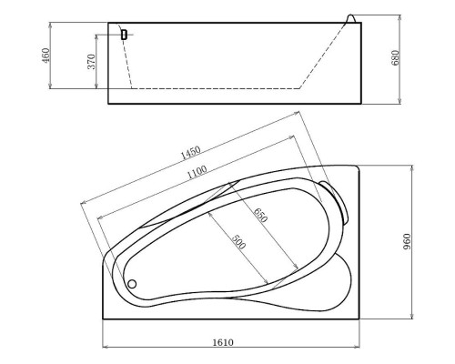 Акриловая ванна Gemy Gemy 161x96 G9046 K L С гидромассажем