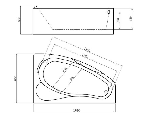 Акриловая ванна Gemy Gemy 161x96 G9046 K R С гидромассажем