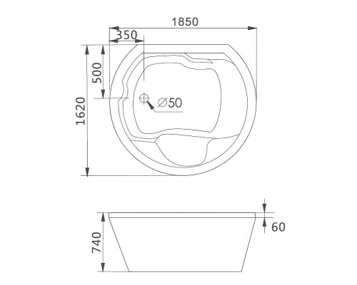 Акриловая ванна Gemy Gemy 185x162 G9053 K С гидромассажем