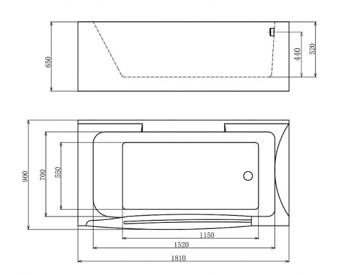 Акриловая ванна Gemy Gemy 181x90 G9055 O R С гидромассажем