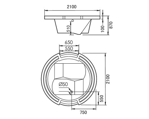 Акриловая ванна Gemy Gemy 210x210 G9060 O С гидромассажем