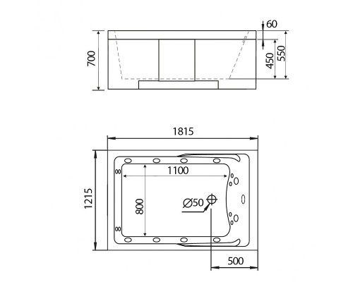 Акриловая ванна Gemy Gemy 181x121 G9061 K L С гидромассажем