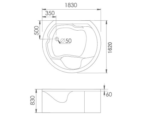 Акриловая ванна Gemy Gemy 183x162 G9063 K С гидромассажем
