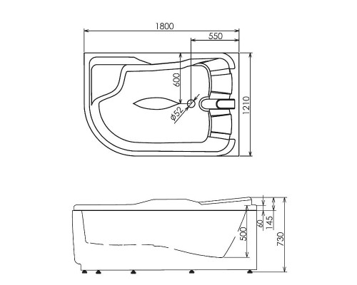 Акриловая ванна Gemy Gemy 180x121 G9083 B R С гидромассажем