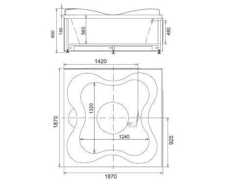 Акриловая ванна Gemy Gemy 187x187 G9089 O L С гидромассажем