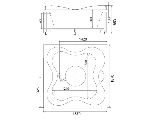 Акриловая ванна Gemy Gemy 187x187 G9089 O R С гидромассажем