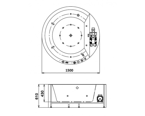 Акриловая ванна Gemy Gemy 150x150 G9230 K С гидромассажем