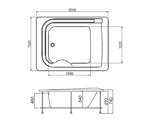 Акриловая ванна Gemy Gemy 200x152 G9265 K С гидромассажем