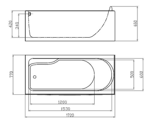 Акриловая ванна Gemy 172х77 G9006-1.7 B L с гидромассажем
