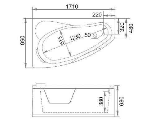 Акриловая ванна Gemy 171х99 G9046 II O L с гидромассажем