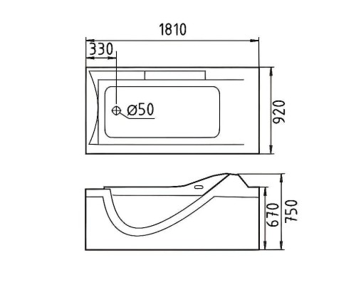 Акриловая ванна Gemy 181х92 G9055 O L с гидромассажем