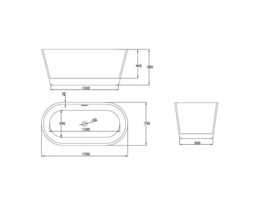 Акриловая ванна Grossman Forta 170х75 GR-1503M цвет Белый матовый