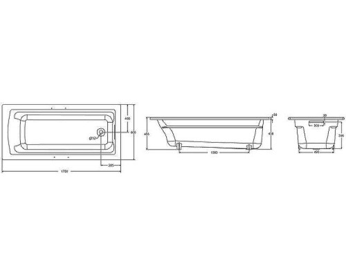 Чугунная ванна Jacob Delafon Archer 170x80 E6D905-0 с антискользящим покрытием