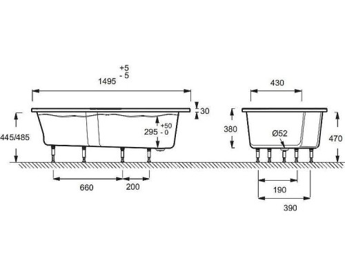 Акриловая ванна Jacob Delafon Bain Douche Neo 150x80 R E6D119R-00 цвет Белый