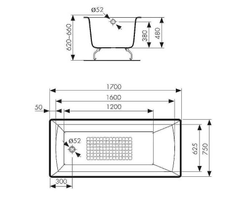 Чугунная ванна Kaiser 170х75 КВ-1804 с антискользящим покрытием