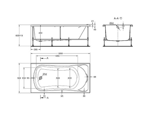 Акриловая ванна Roca BeCool 180х90 ZRU9307685 без гидромассажа