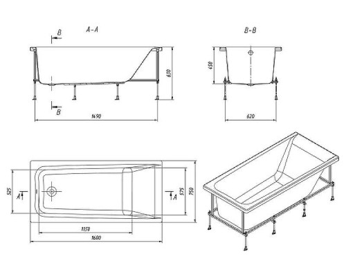 Акриловая ванна Roca Elba 160х75 248619000 без гидромассажа
