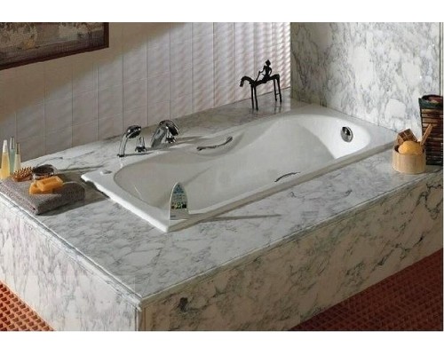 Чугунная ванна Roca Malibu 170x75 2309G000R с отверстиями для ручек с антискользящим покрытием