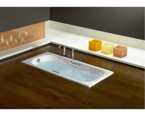 Чугунная ванна Roca Malibu 170x75 2309G000R с отверстиями для ручек с антискользящим покрытием