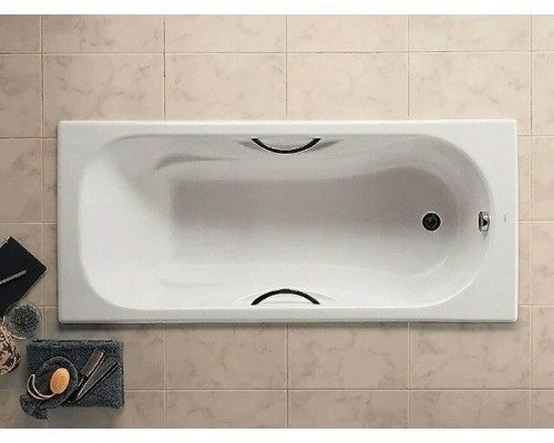 Чугунная ванна Roca Malibu 160x75 2310G000R с отверстиями для ручек с противоскользящим покрытием