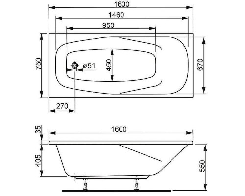 Акриловая ванна Vagnerplast Aronia 160х75 VPBA160ARN2X-04 без гидромассажа