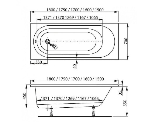 Акриловая ванна Vagnerplast Kasandra 175x70 VPBA175KAS2X-04 без гидромассажа