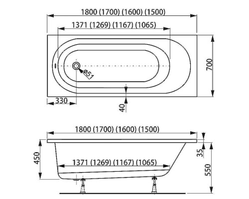 Акриловая ванна Vagnerplast Kasandra 180x70 без гидромассажа