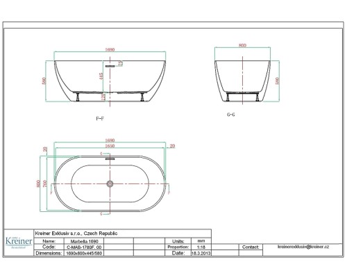 Акриловая ванна Vagnerplast Marbella 170х80 KRBV169MAR7X-64 цвет Белый