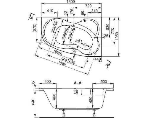 Акриловая ванна Vagnerplast Melite 160x105 R VPBA163MEL3PX-04 без гидромассажа