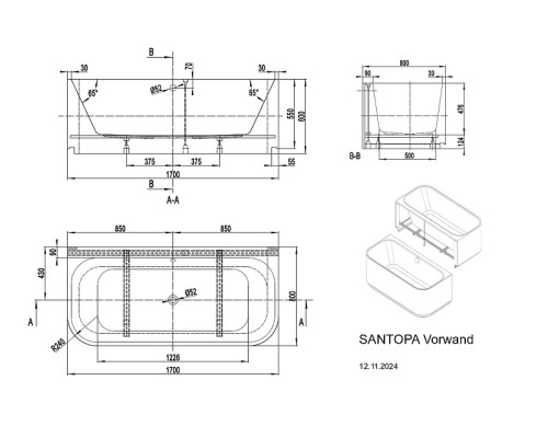 Акриловая ванна Vagnerplast Santopa 170х80 VPBV178STP9X-96 цвет Белый