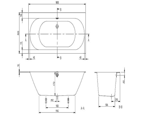 Квариловая ванна Villeroy&Boch Oberon 2.0 180x80 UBQ180OBR2DV-01 без гидромассажа