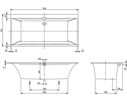 Квариловая ванна Villeroy&Boch Squaro Edge 12 190x90 UBQ190SQE2DV-01 без гидромассажа