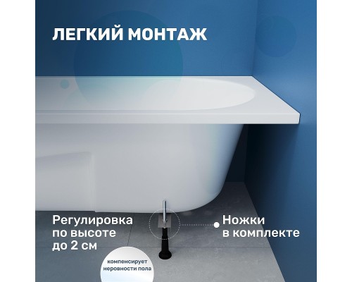 Акриловая ванна Vincea 170х75 VBT-2A170-LG цвет Белый